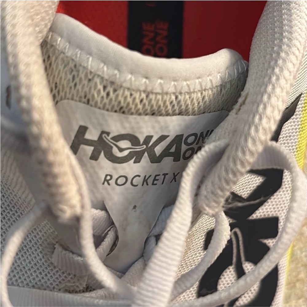 HOKA One One Rocket X Running Shoes Sneakers White / Yellow Mens size 9.5 - Picture 11 of 12